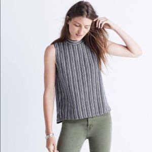 Madewell Striped Navy/White Mock Neck Top
